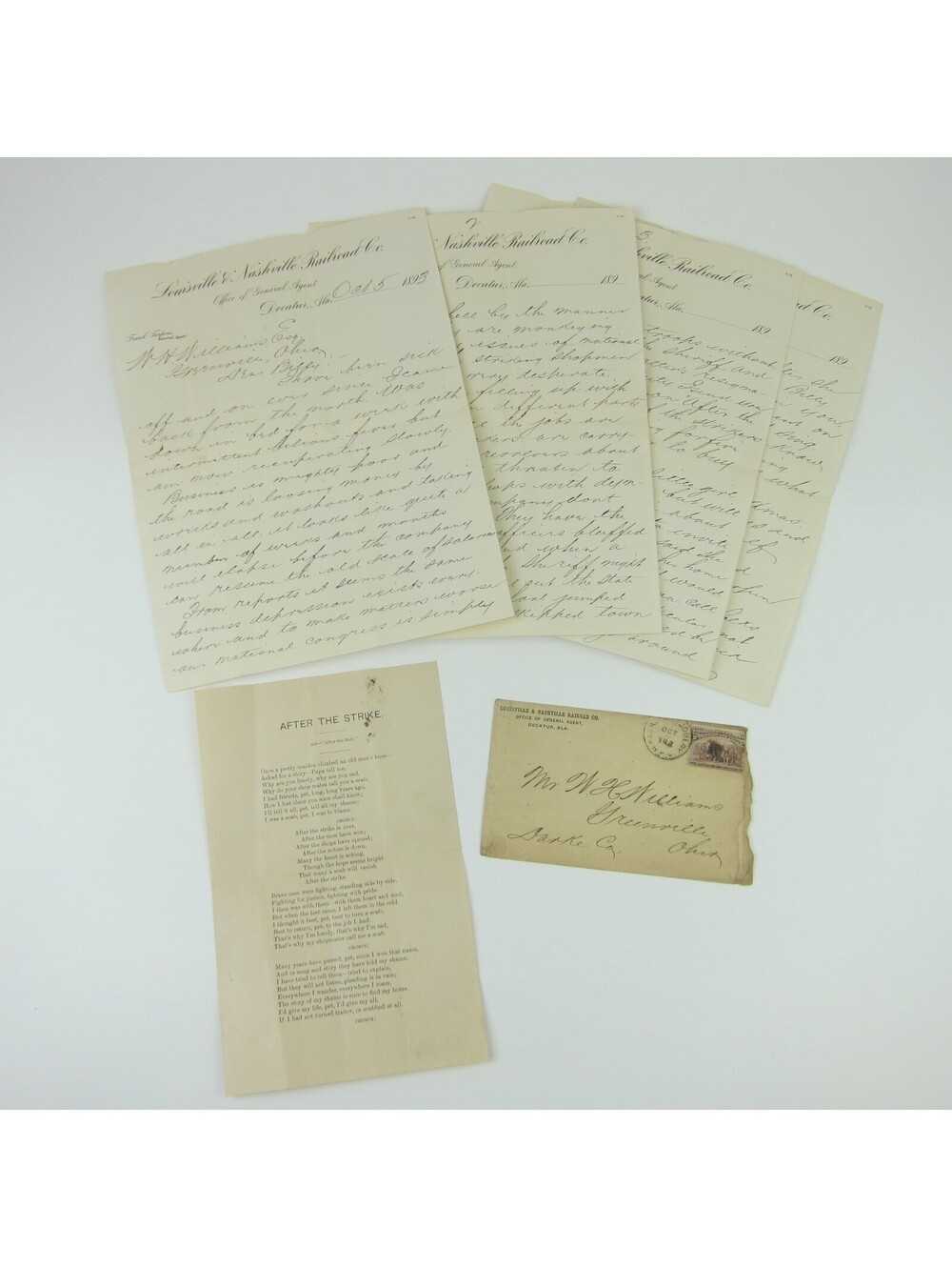 Louisville & Nashville Railroad Letter Envelope Frank Turpen Strike Antique 1893